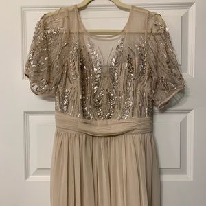 Adrianna Papell Hand-Beaded Chiffon Illusion Gown